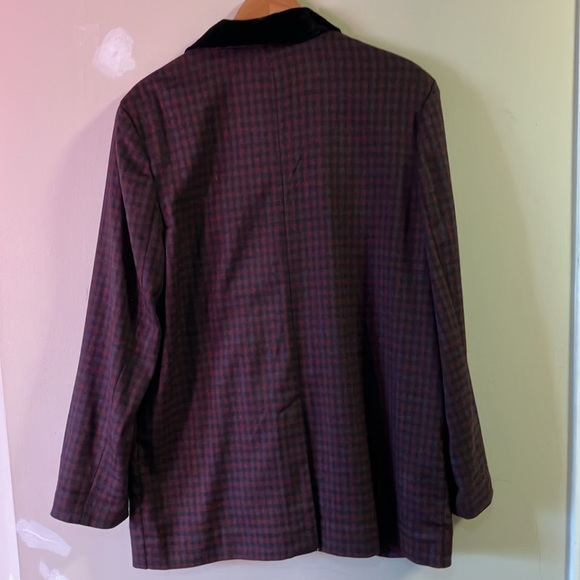 Free People oversized plaid velvet trim blazer size Large - Picture 9 of 11